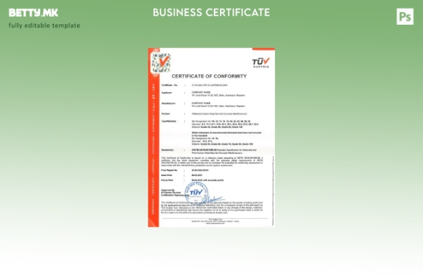 Шаблон за сертификат за усогласеност во модерен стил Австрија